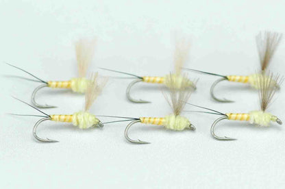 CDC Dunn Pale Yellow Quill Body #18 Set of 6